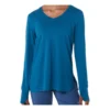 Pitkähihainen harmaa-mustavalkoinen yläosa ”Deep Sea Teal Heather”